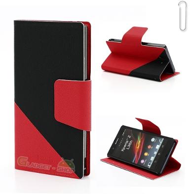 เคส Xperia Z (Two Tone Folio) สีดำ-แดงเข้ม